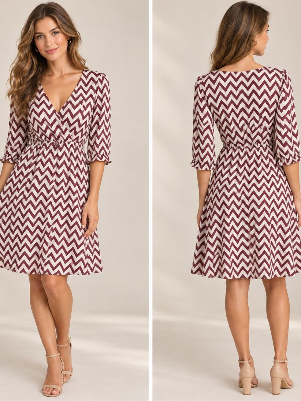 Charming Charlie Burgundy And White Lightweight Dress